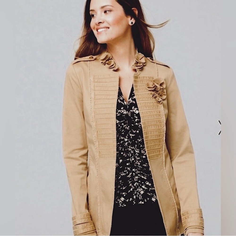 WHBM tan appliqué embellished field jacket